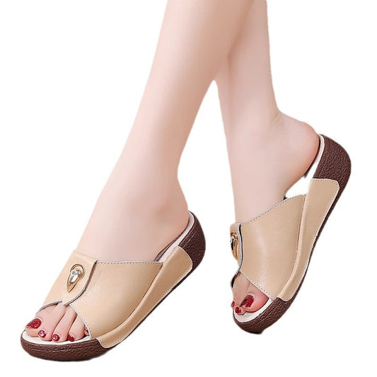 Women's Wedge Height Increasing Platform Shoes Mother With Skirt Sandals