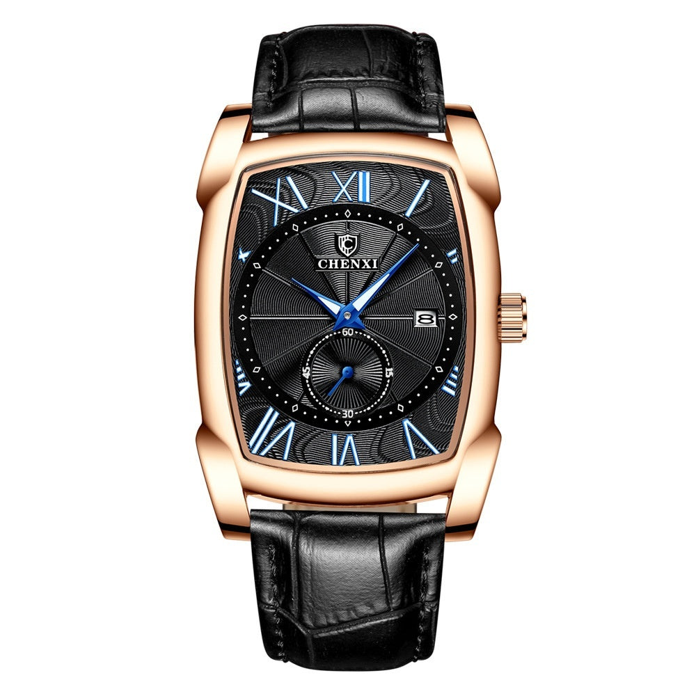 Square Men's Luminous Calendar Fashion Quartz Watch