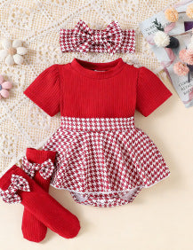 Striped short sleeved hoodie skirt