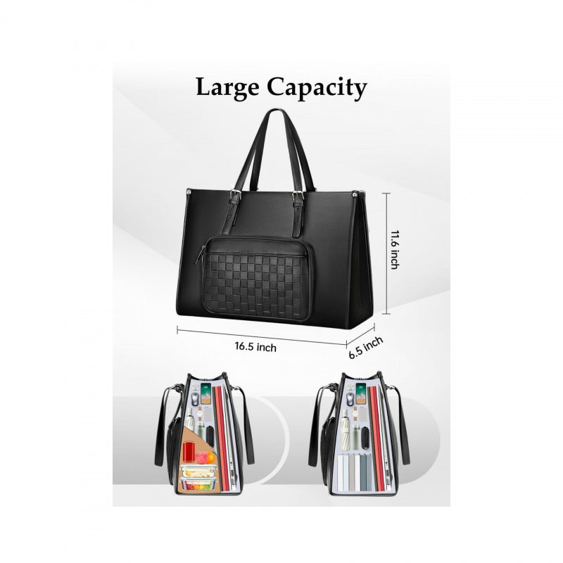 Lunch Compartment Leather Briefcase Tote