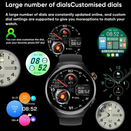 2025 New GT6 Pro Smartwatch | 1.35inch 466*466 High-definition AMOLED Screen, AI Voice Wireless Calling, GPS Motion Trajectory Recording, 100+ Sports Modes, USB Charging, Outdoor Sports , NFC Fitness Tracking, Christmas Gift