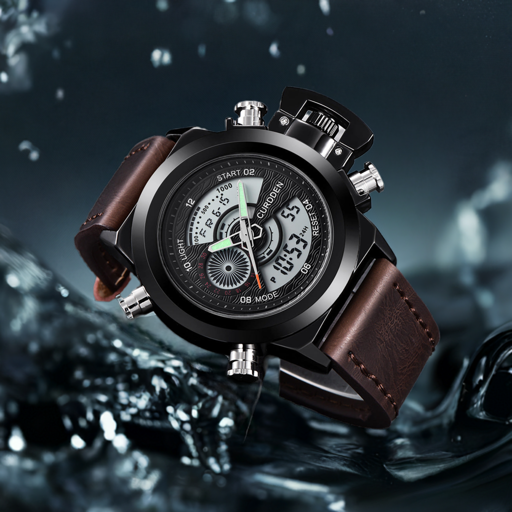 Fashion Belt Multi-functional Double Display Sports Watch For Men