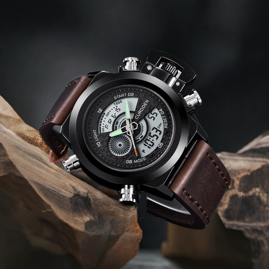 Fashion Belt Multi-functional Double Display Sports Watch For Men