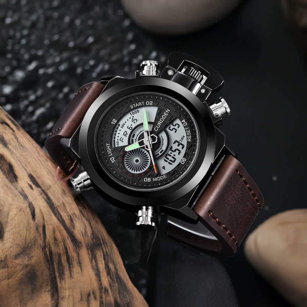 Fashion Belt Multi-functional Double Display Sports Watch For Men