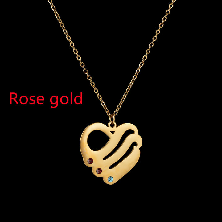 18k Gold Stainless Steel Heart-shaped Pendant Necklace For Women In Europe And America