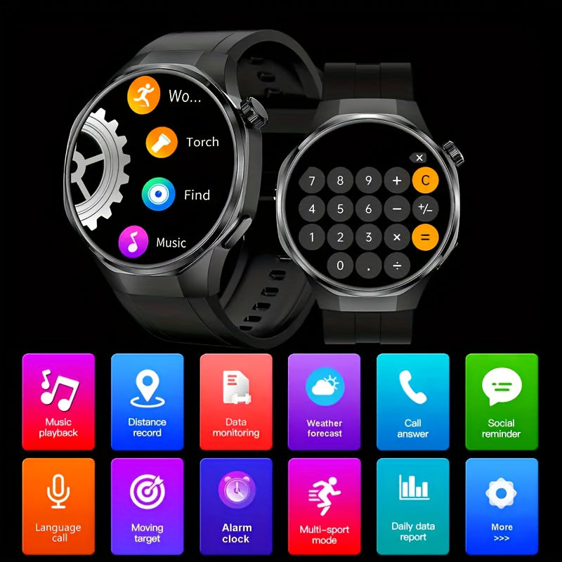 2025 Men's Smartwatch - HD TFT Display, Wireless Calling and Messaging, Android/iOS Compatible, Motion Tracker, Weather Alerts, 150+ Sport Modes, Activity Tracking, Black Silicone Strap, Modern Style, High-Quality Display