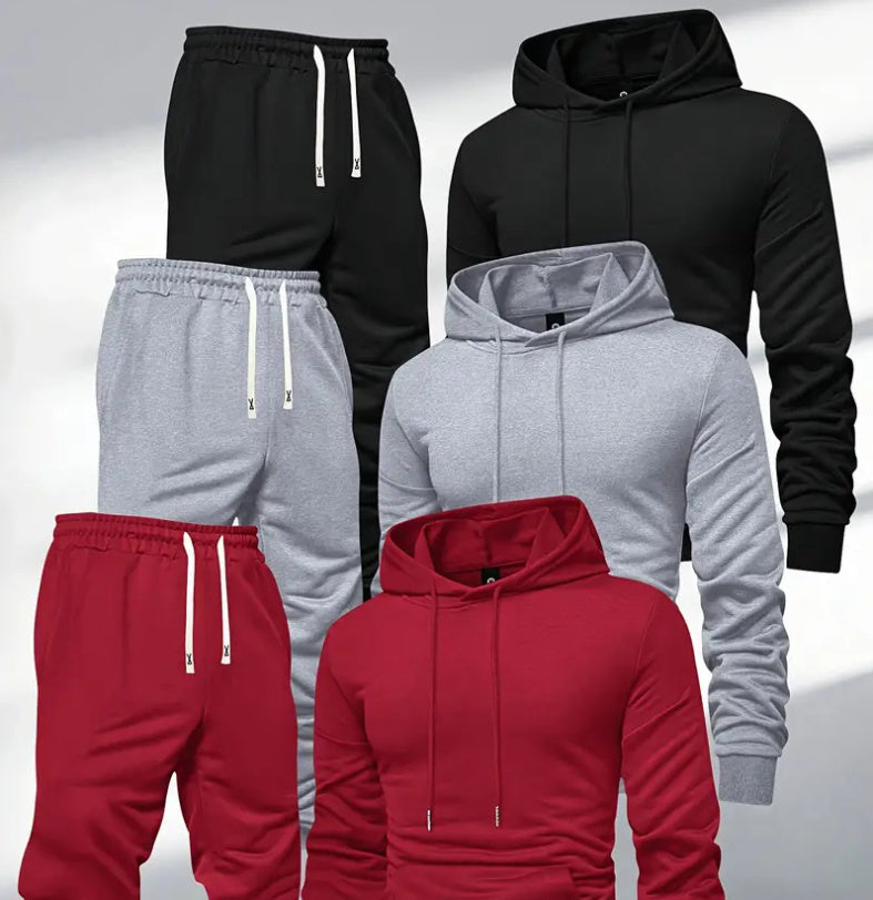 3 Sets Men's Casual Sports Hoodies Blouse And Pants