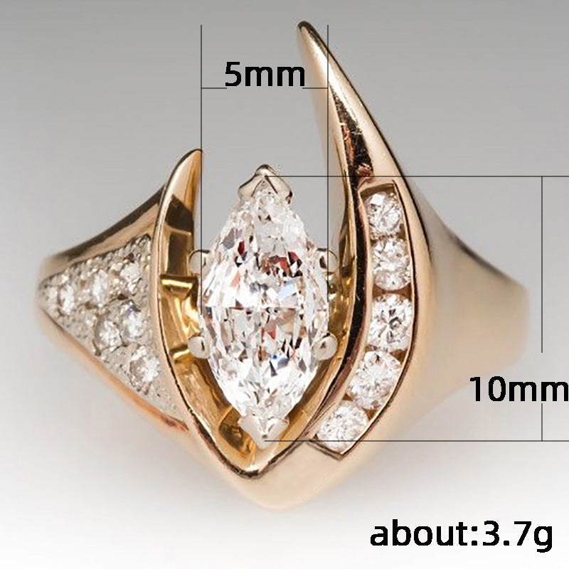 Artificial Zircon Unique Geometric Shape Exquisite Ladies Ring