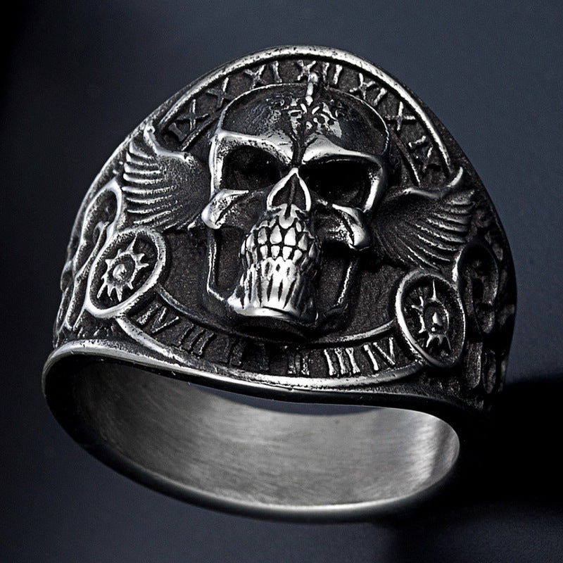 Punk Locomotive Skull Trendy Men's Ring