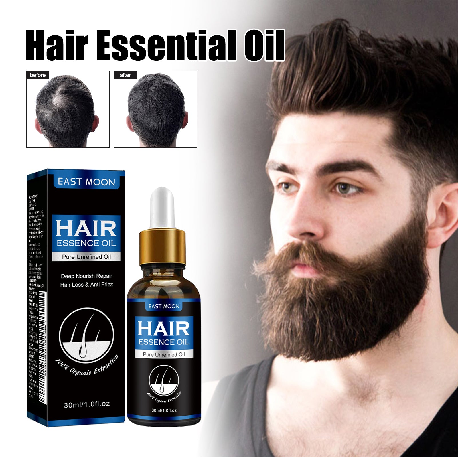 East Moon Men's Dense Hair Essence, Strengthening Nourishing Solid Hair Care Solution
