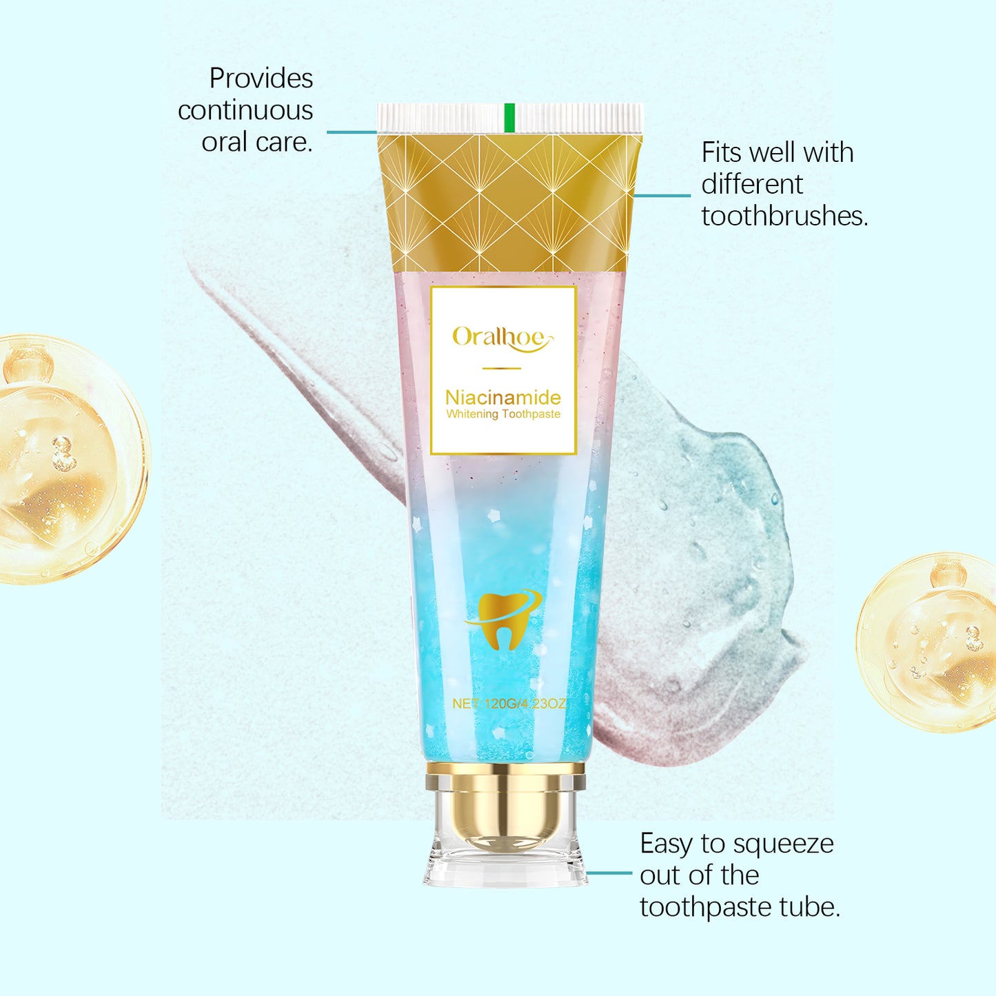 Oralhoe Brightening Toothpaste, Gentle Daily Care Toothpaste For Removing Stains, Brightening And Refreshing, And Reducing Odors