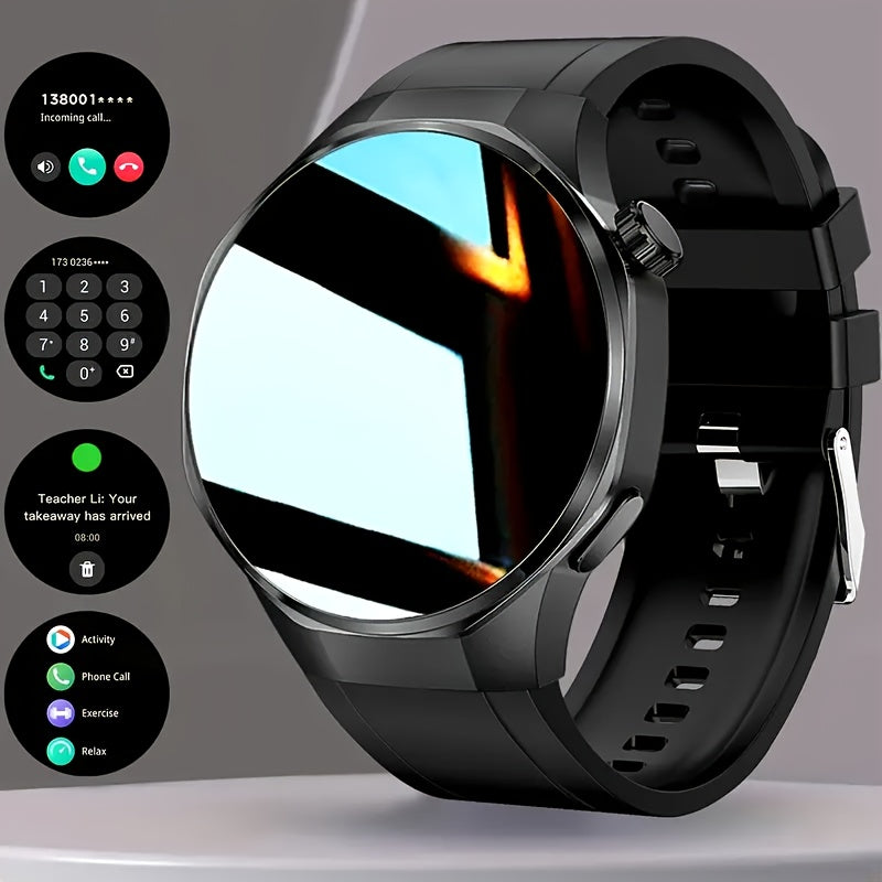 2025 Men's Smartwatch - HD TFT Display, Wireless Calling and Messaging, Android/iOS Compatible, Motion Tracker, Weather Alerts, 150+ Sport Modes, Activity Tracking, Black Silicone Strap, Modern Style, High-Quality Display