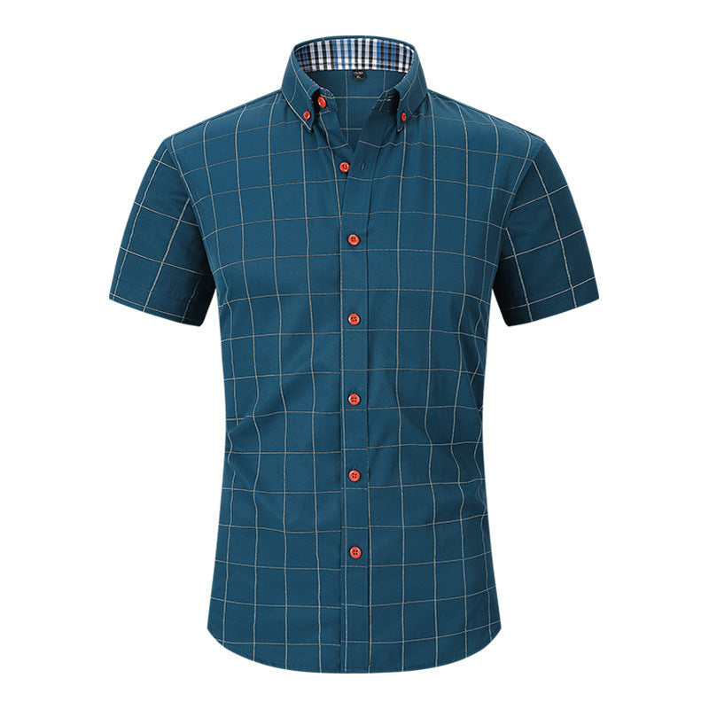 Plaid Men's Short-sleeved Shirt Anti-wrinkle