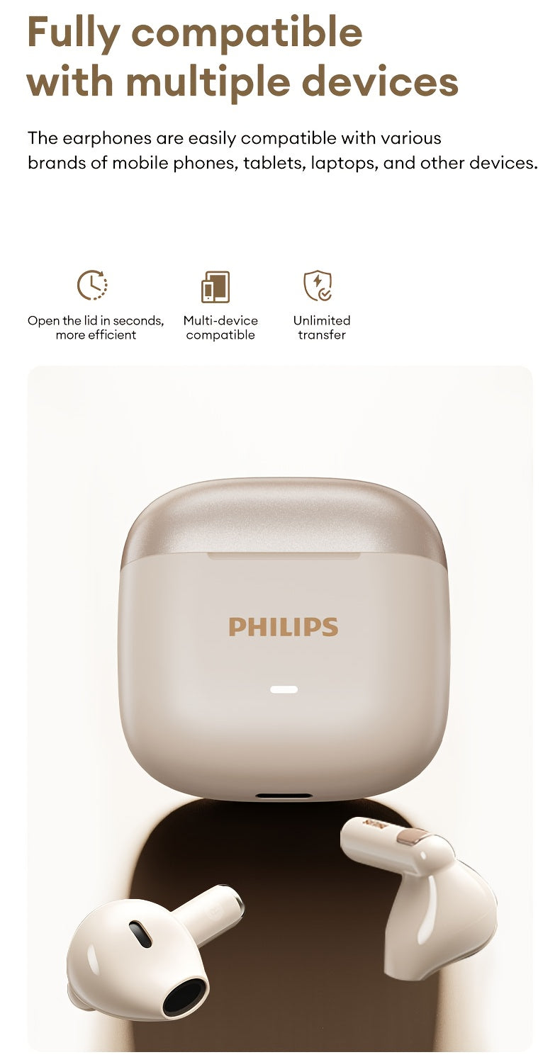 2025 Philips TAT1420 U - Shaped Patented Fit Long - Wear Wireless Earbuds Users Office Study Comfort