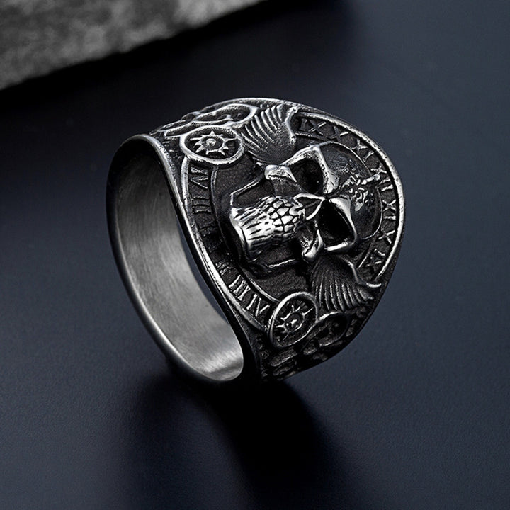 Punk Locomotive Skull Trendy Men's Ring