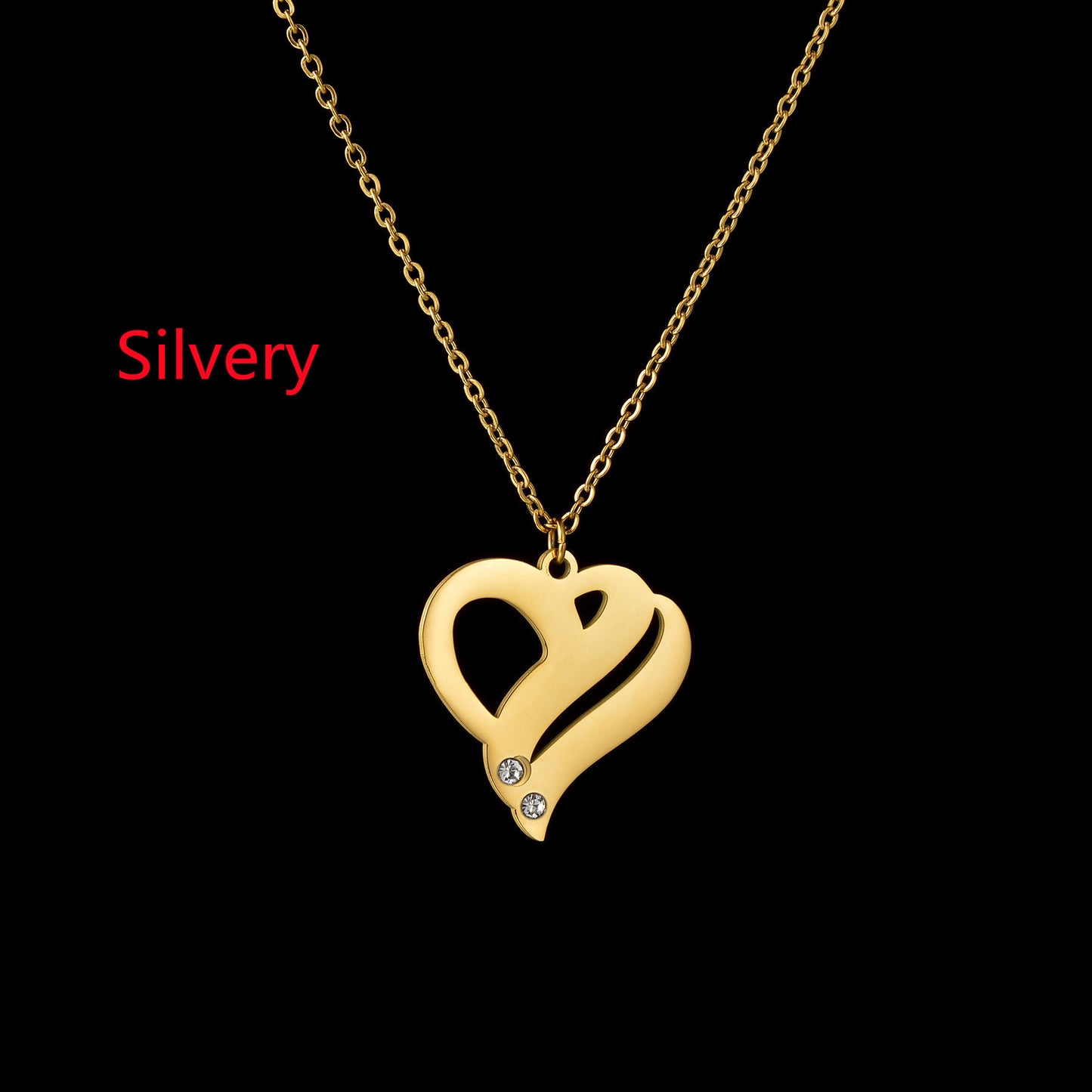 18k Gold Stainless Steel Heart-shaped Pendant Necklace For Women In Europe And America