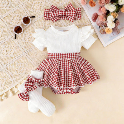 Striped short sleeved hoodie skirt