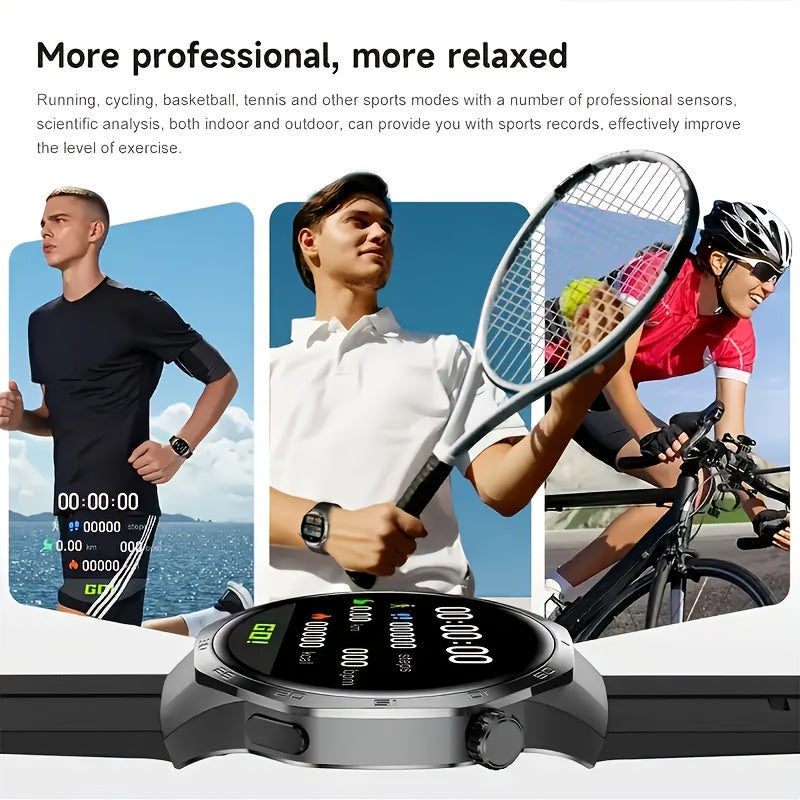 2025 Men's Smartwatch - HD TFT Display, Wireless Calling and Messaging, Android/iOS Compatible, Motion Tracker, Weather Alerts, 150+ Sport Modes, Activity Tracking, Black Silicone Strap, Modern Style, High-Quality Display