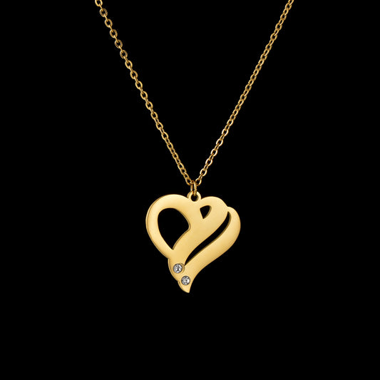 18k Gold Stainless Steel Heart-shaped Pendant Necklace For Women In Europe And America