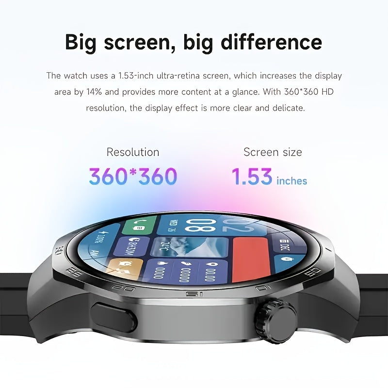 2025 Men's Smartwatch - HD TFT Display, Wireless Calling and Messaging, Android/iOS Compatible, Motion Tracker, Weather Alerts, 150+ Sport Modes, Activity Tracking, Black Silicone Strap, Modern Style, High-Quality Display