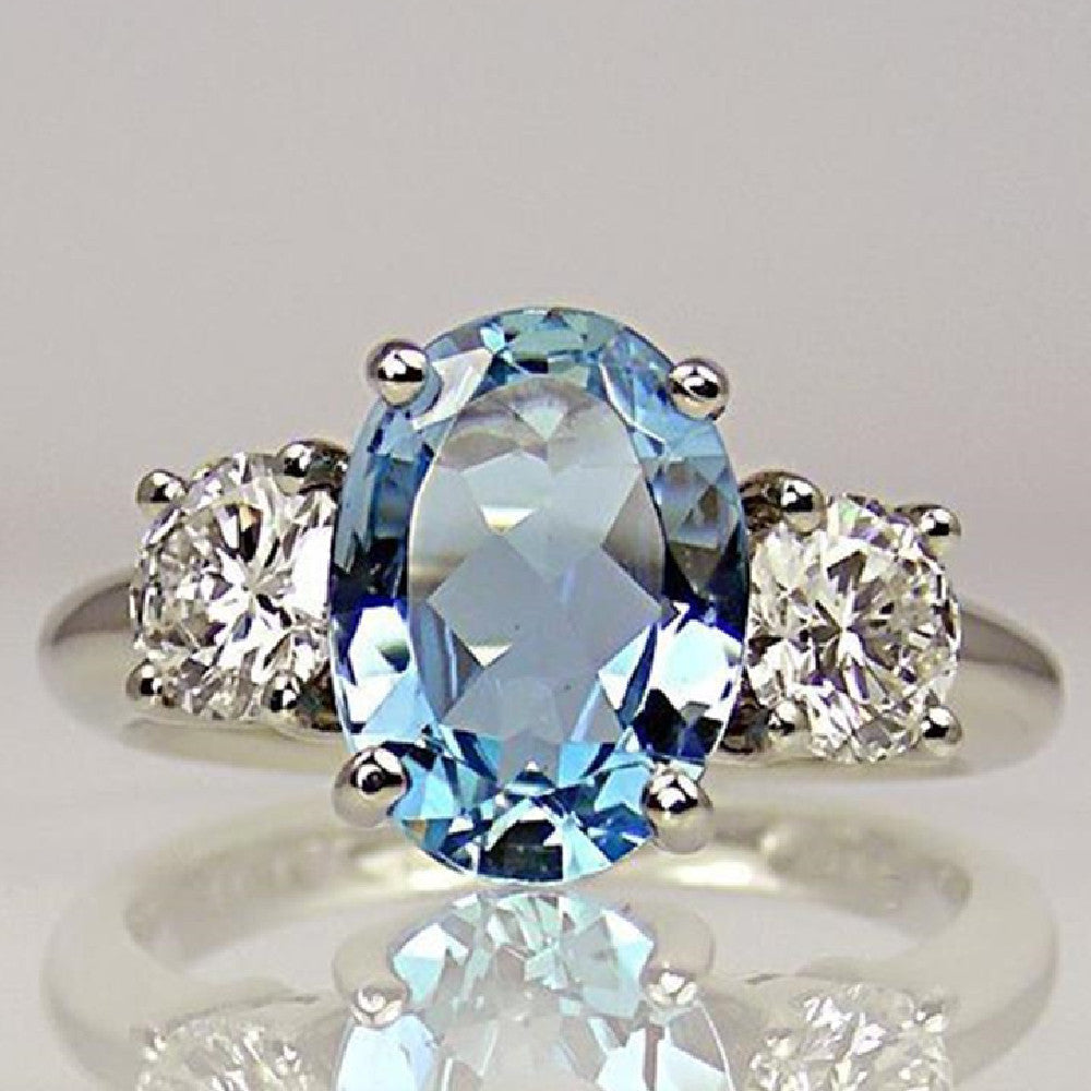 Fashion Oversized Aquamarine Ring For Women