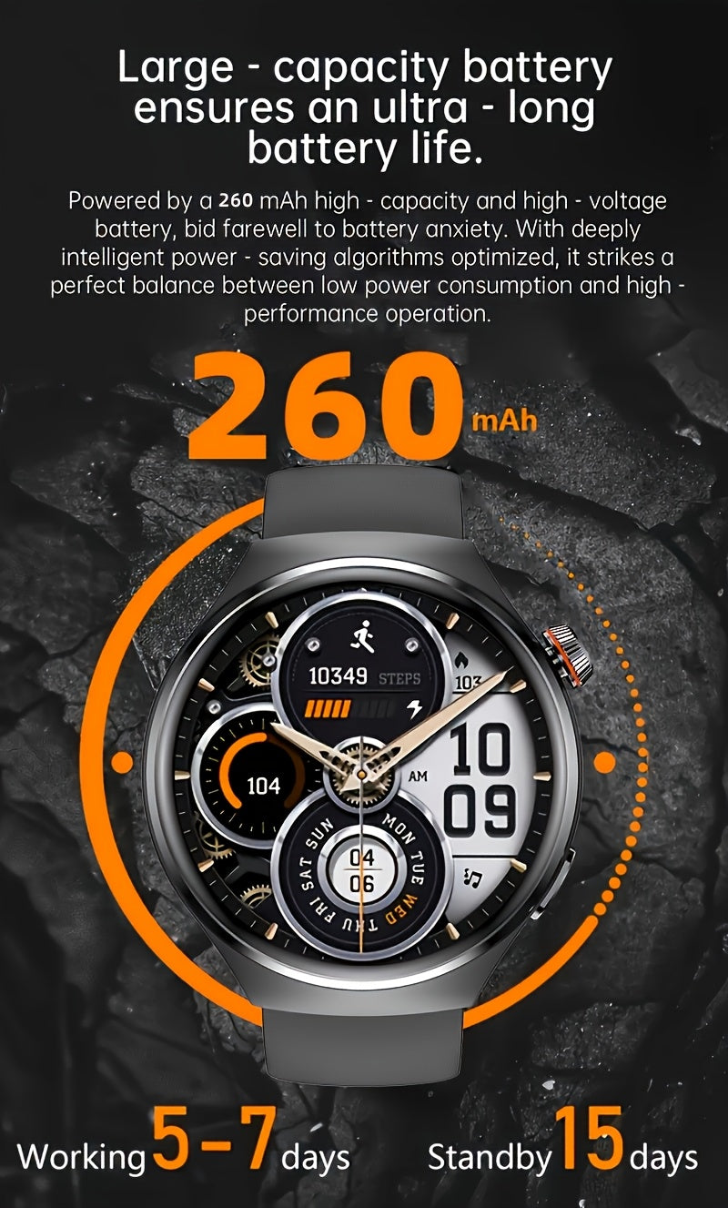 2025 Men's Smartwatch - HD TFT Display, Wireless Calling and Messaging, Android/iOS Compatible, Motion Tracker, Weather Alerts, 150+ Sport Modes, Activity Tracking, Black Silicone Strap, Modern Style, High-Quality Display