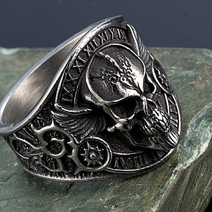 Punk Locomotive Skull Trendy Men's Ring