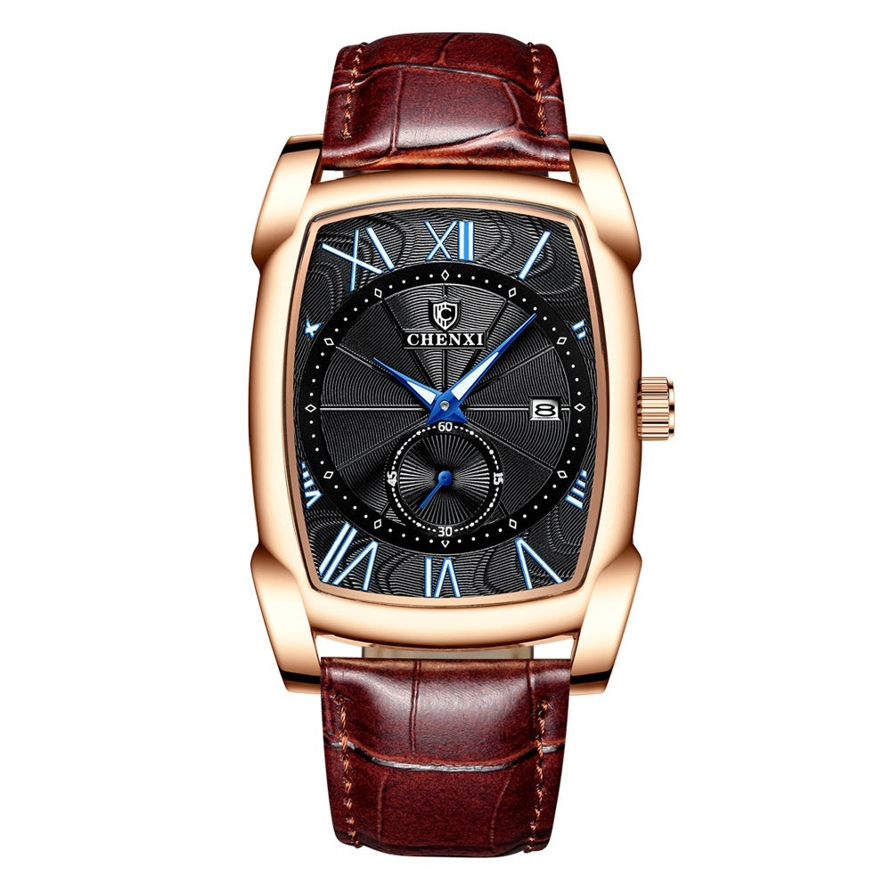 Square Men's Luminous Calendar Fashion Quartz Watch