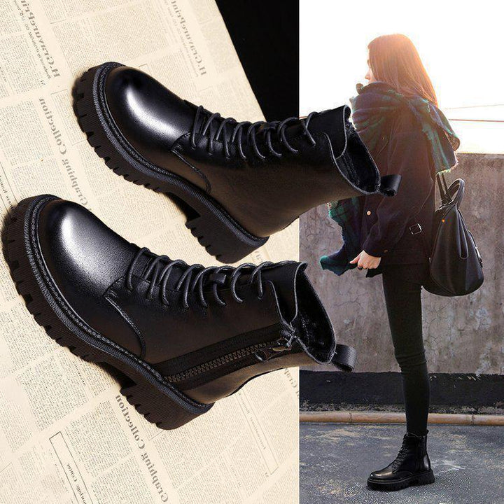 Velvet Motorcycle Internet Celebrity Girl Short Boots