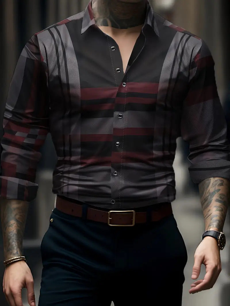 Breathable Volkswagen Casual Versatile Lattice Men's Long Sleeve Shirt