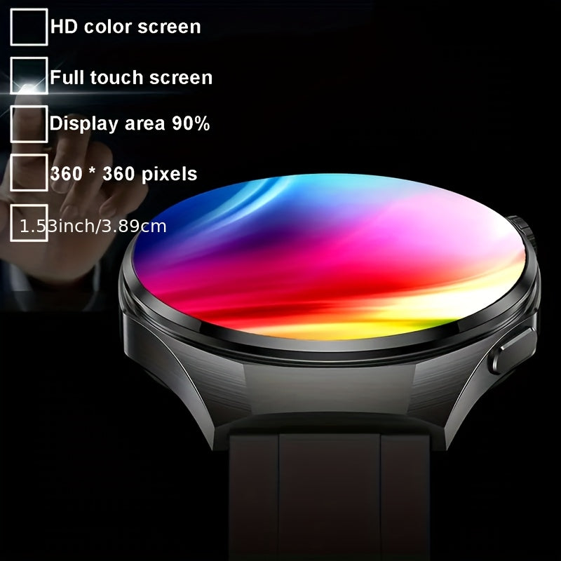 2025 Men's Smartwatch - HD TFT Display, Wireless Calling and Messaging, Android/iOS Compatible, Motion Tracker, Weather Alerts, 150+ Sport Modes, Activity Tracking, Black Silicone Strap, Modern Style, High-Quality Display