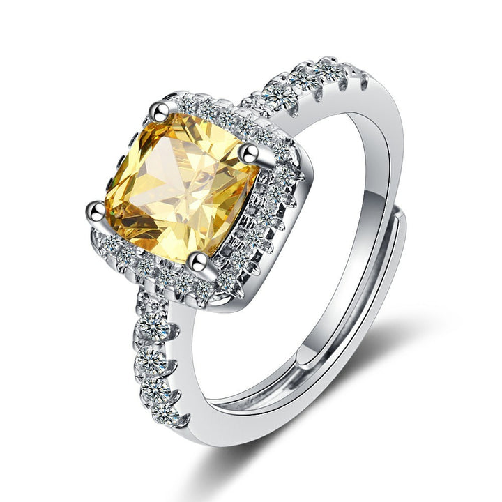 Ring Female Square Zirconium Diamond Wide Surface