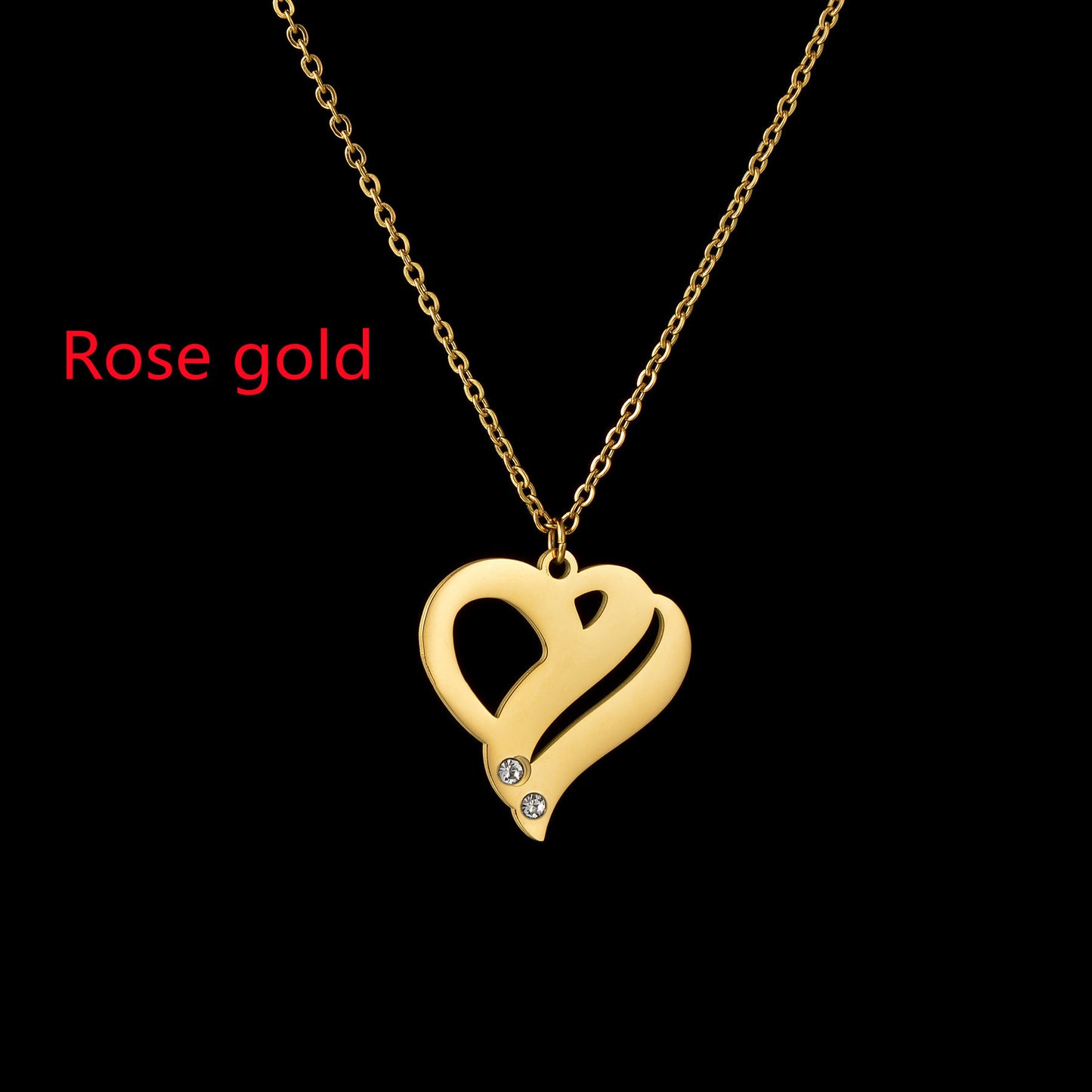 18k Gold Stainless Steel Heart-shaped Pendant Necklace For Women In Europe And America