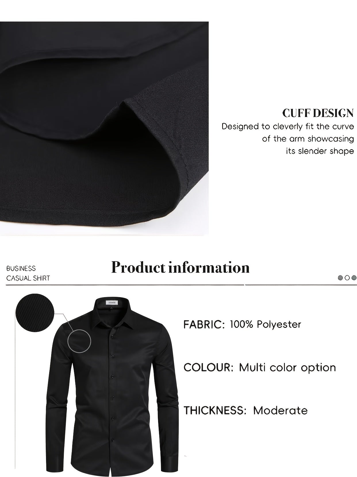 2pcs Autumn New Business Casual Formal Long Sleeve Shirt Slim Fit Open Collar Men's Long Sleeve Shirt