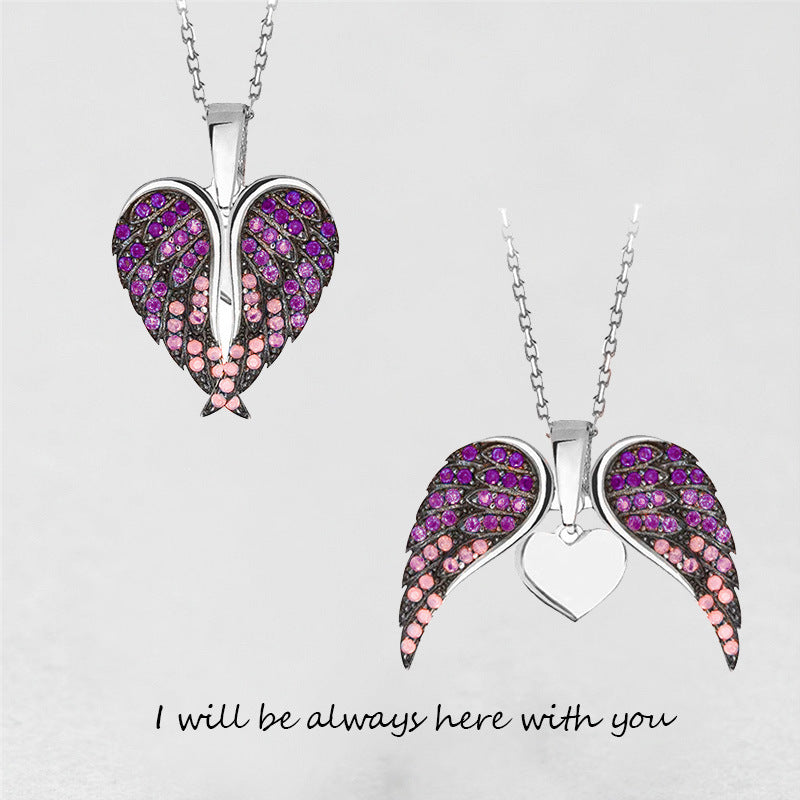 Ladies' Angel Wings Heart Pendant Necklace