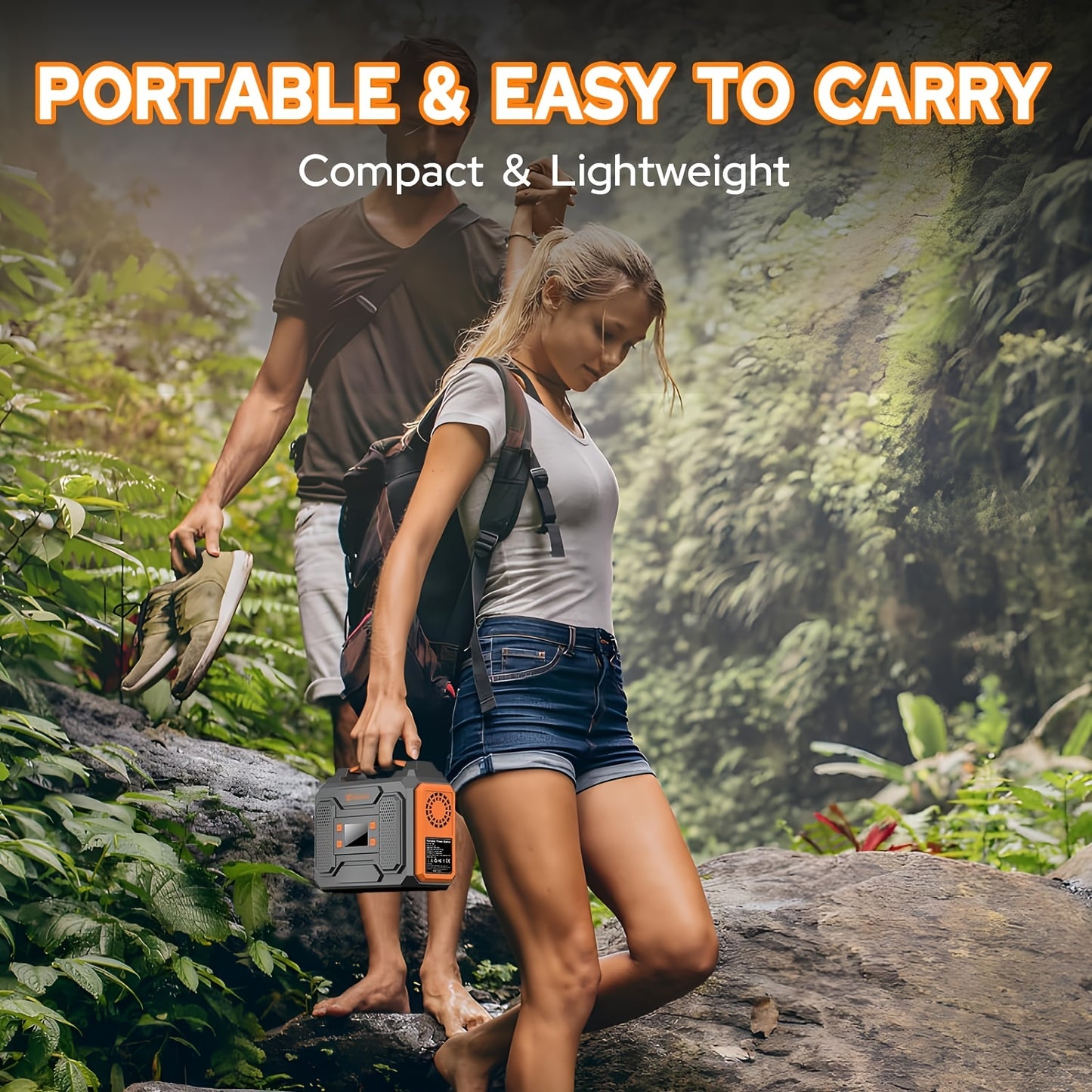 300W/100W Portable Power Station Solar Generator - 296Wh/256Wh/280Wh/146Wh Compact Lithium-Ion Battery Charger with 110V AC Outlet, DC & USB Outputs, LED Flashlight, Built-in Cooling Vents for Camping, RV, Emergency Home Use,