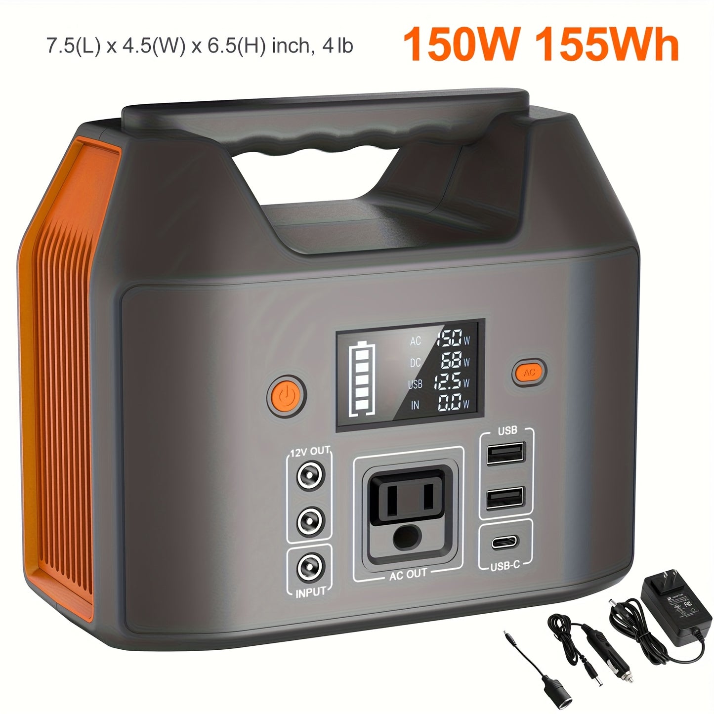 300W/100W Portable Power Station Solar Generator - 296Wh/256Wh/280Wh/146Wh Compact Lithium-Ion Battery Charger with 110V AC Outlet, DC & USB Outputs, LED Flashlight, Built-in Cooling Vents for Camping, RV, Emergency Home Use,