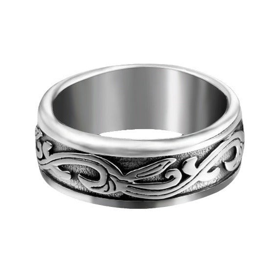 Titanium Steel Tang Grass Pattern Ring Simple