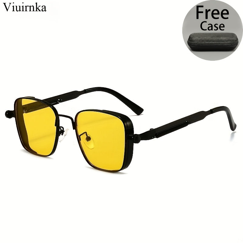 [Trendy Punk Sunglasses] Trendy Unique Reflective Punk Sunglasses | High-Quality Unisex Design with Case, Perfect for Outdoor Travel/Driving/Summer Beach Styling - Back-to-School Must-Have!