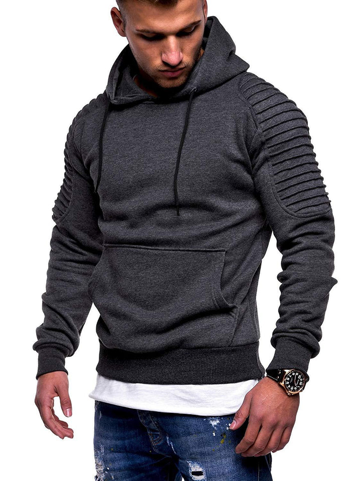 Men's Hoodie Striped Pleated Raglan Sleeve Hoodie