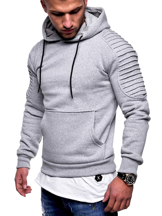 Men's Hoodie Striped Pleated Raglan Sleeve Hoodie