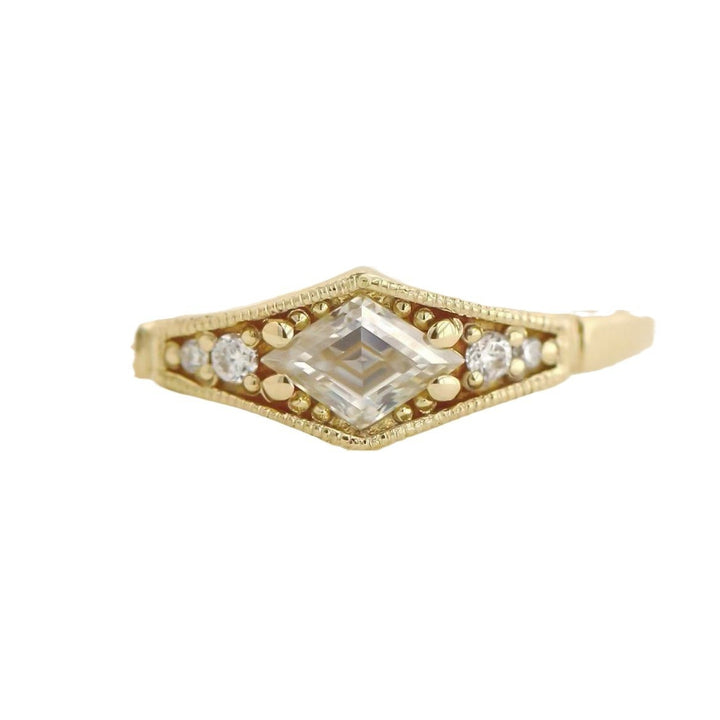 Simple Fashion Square Diamond Golden Ring Creative