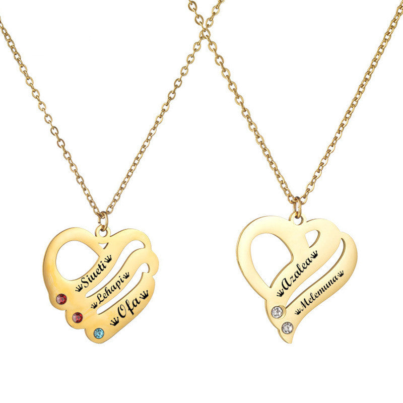 18k Gold Stainless Steel Heart-shaped Pendant Necklace For Women In Europe And America