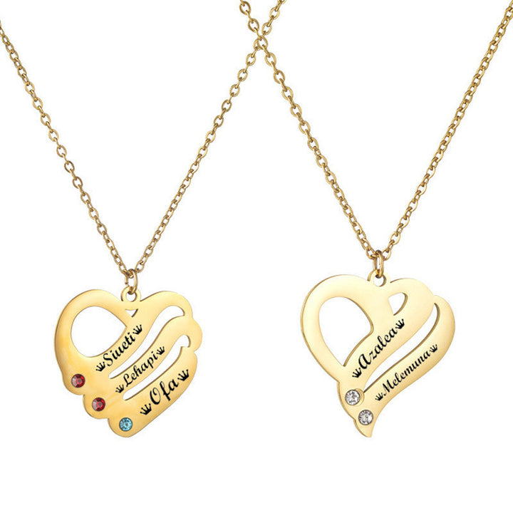 18k Gold Stainless Steel Heart-shaped Pendant Necklace For Women In Europe And America