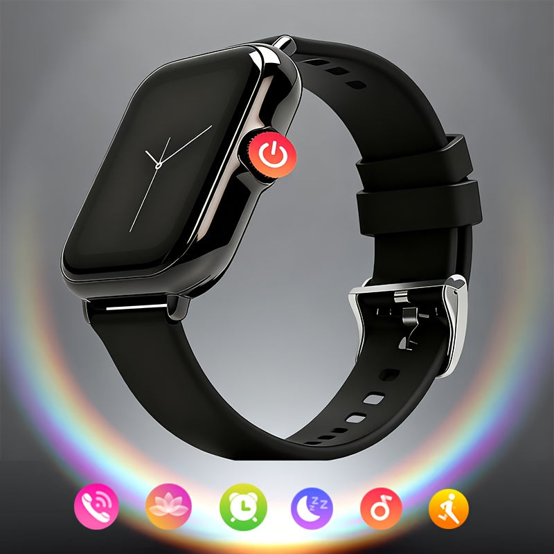 2025 Men's Smartwatch - HD TFT Display, Wireless Calling and Messaging, Android/iOS Compatible, Motion Tracker, Weather Alerts, 150+ Sport Modes, Activity Tracking, Black Silicone Strap, Modern Style, High-Quality Display