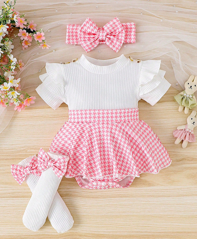 Striped short sleeved hoodie skirt