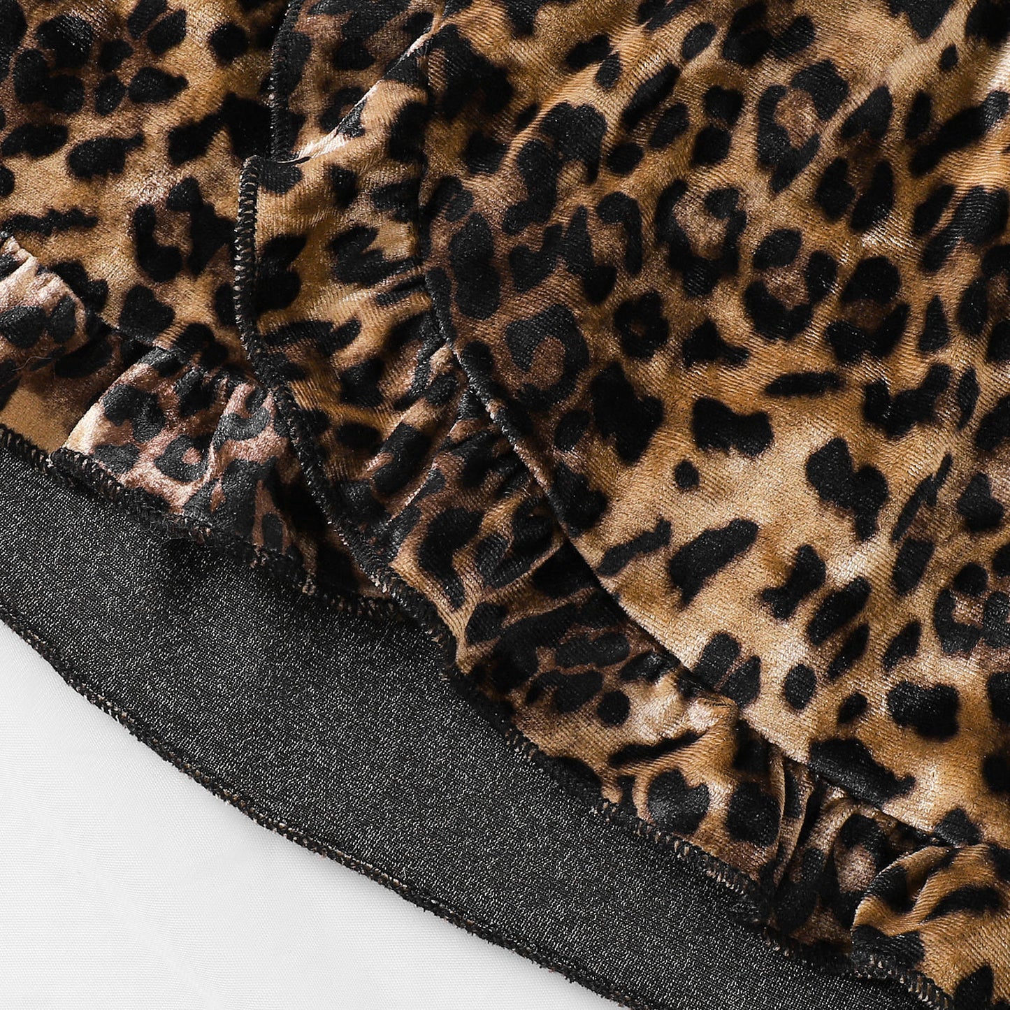 Leopard print color blocked sequin head set, two-piece set