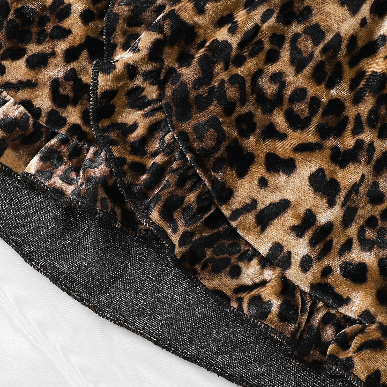 Leopard print color blocked sequin head set, two-piece set