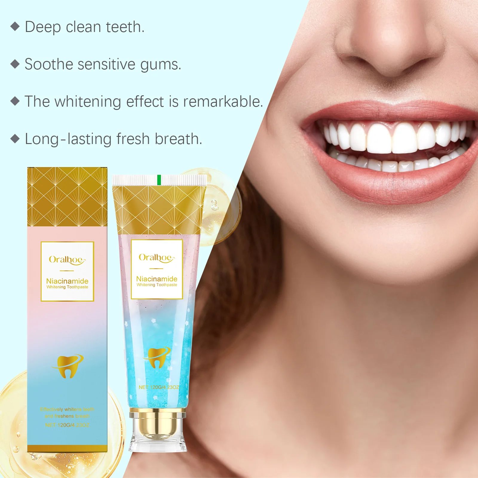 Oralhoe Brightening Toothpaste, Gentle Daily Care Toothpaste For Removing Stains, Brightening And Refreshing, And Reducing Odors