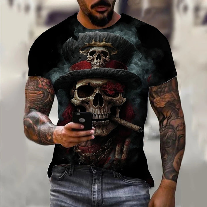 Men's 3D Printing Digital Crew Neck T-shirt Short Sleeves Top